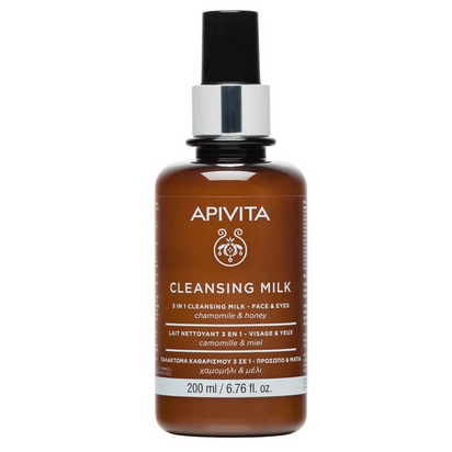 Apivita Cleansing Leite De Limpeza 3 em 1 Facial e Olhos com Camomila e Mel 200ml
